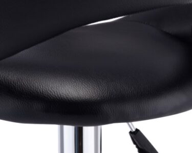 Costway Set Of 2 Bar Stools Adjustable Round Cushion PU Leather Barstools Swivel Pub Chairs Black 5