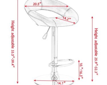 Costway Set Of 2 Bar Stools Adjustable Round Cushion PU Leather Barstools Swivel Pub Chairs Black 7